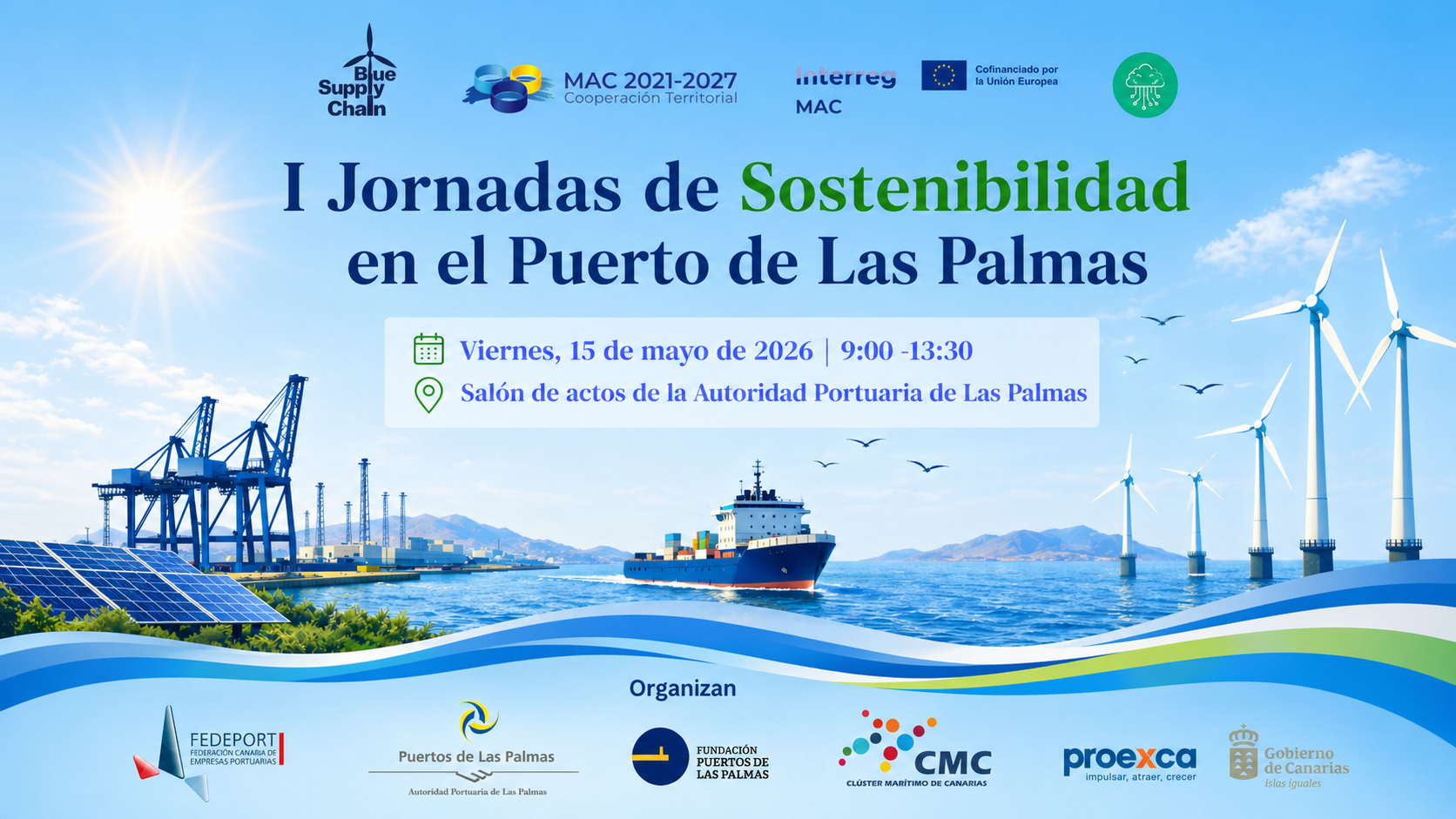 Cartel Horizontal- I Jornadas de Sostenibilidad en el Puerto de Las Palmas